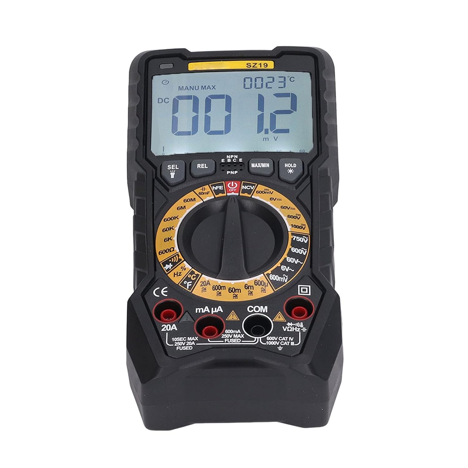 Digital Display Multimeter, High Definition Backlight LED Sound Light