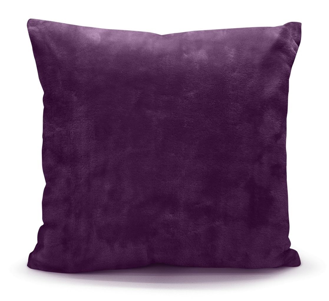 Brit House Plum Luxury Soft Cosy Plain Double Sided Warm Faux Fur Mink Sofa Bed Cushion Covers 43 X 43 Cm (Plum)