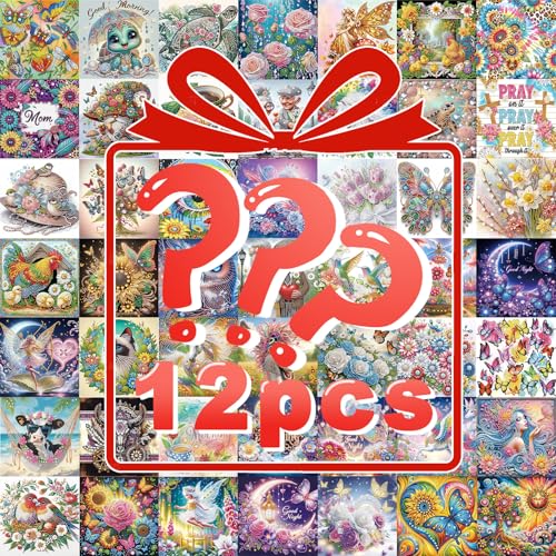 Image of AiYuanzsh 12 Pack Special Shaped Diamond Painting Kits for Adults, DIY Diamond Art Kits with Rhinestones, Assorted Pattern Diamond Painting Crafts for Beginners