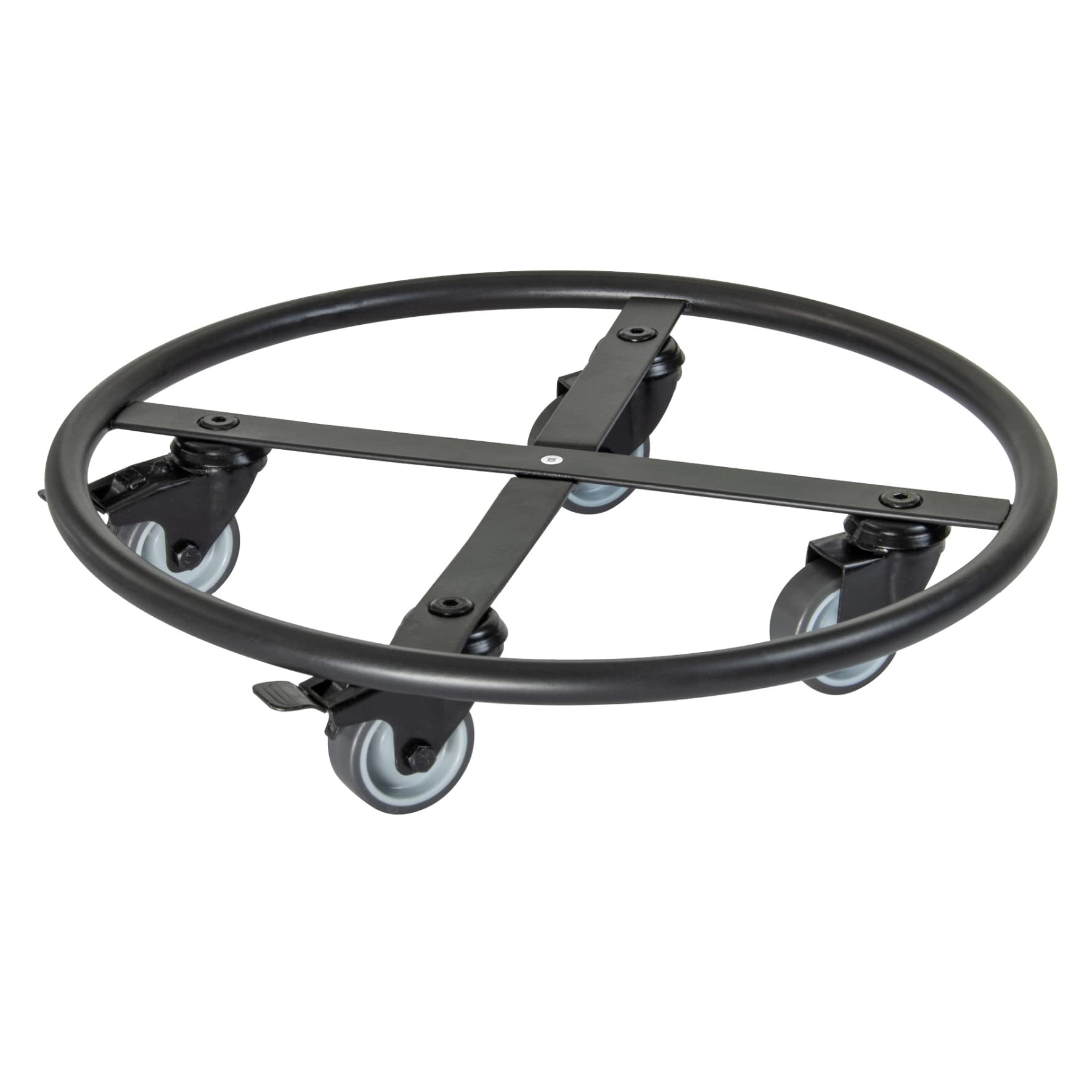 WAGNER Pflanzenroller Skelett Round - Ø 38 x 8 cm I Pflanzenroller, Soft-Rollen mit Bremsen I für Innen - & Außenbereich I Blumenroller Stahl beschichtet schwarz I Tragkraft 150 kg - 20701201