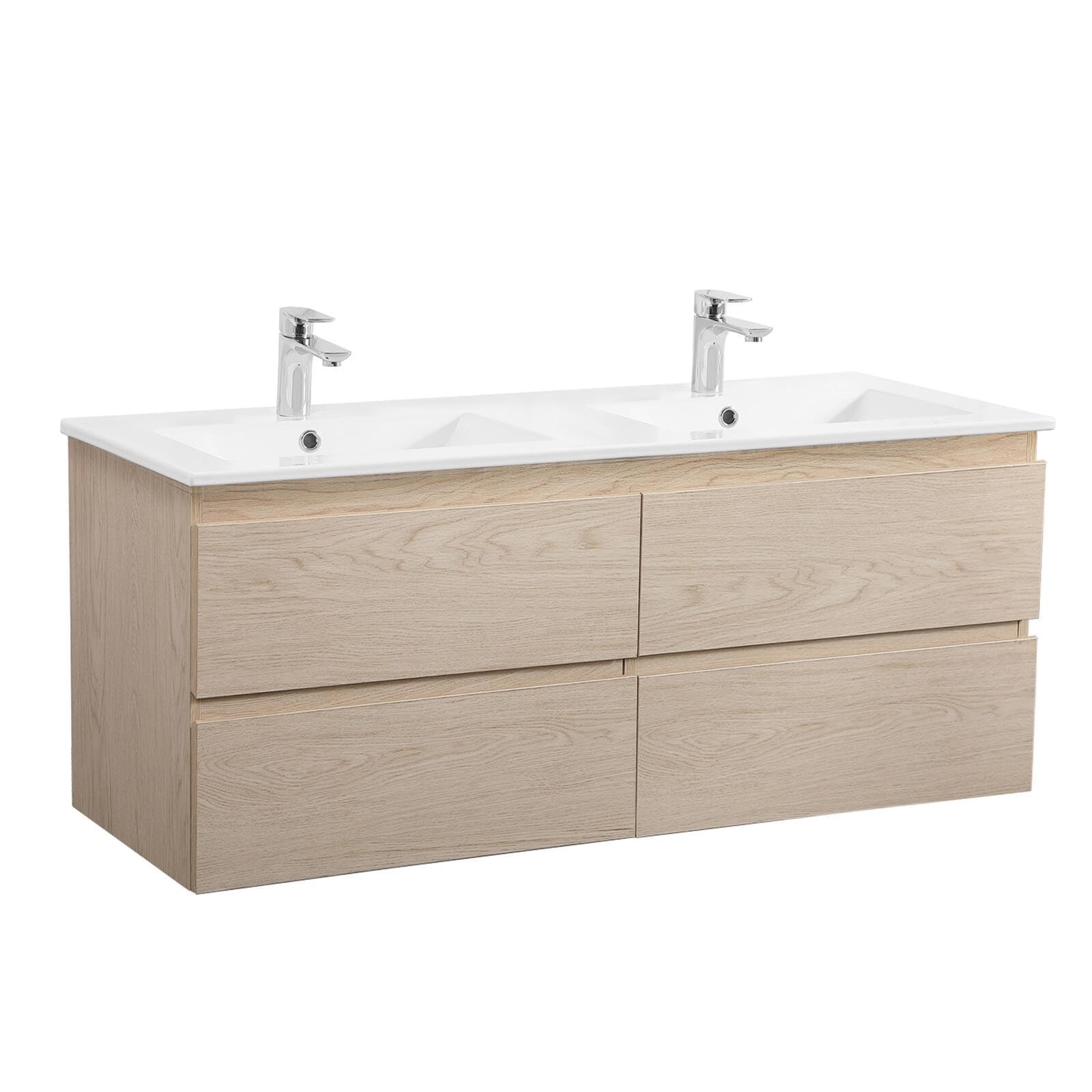 MOB-​IN Meuble Double Vasque Sorrento Suspendu avec Plan céramique 120cm
