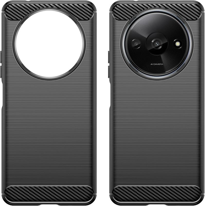 Image of NPRC Hybrid Ultra Slim Protective Case TPU Non-Slip Carbon Fiber Texture Shockproof Case Cover for Redmi A3 - Black