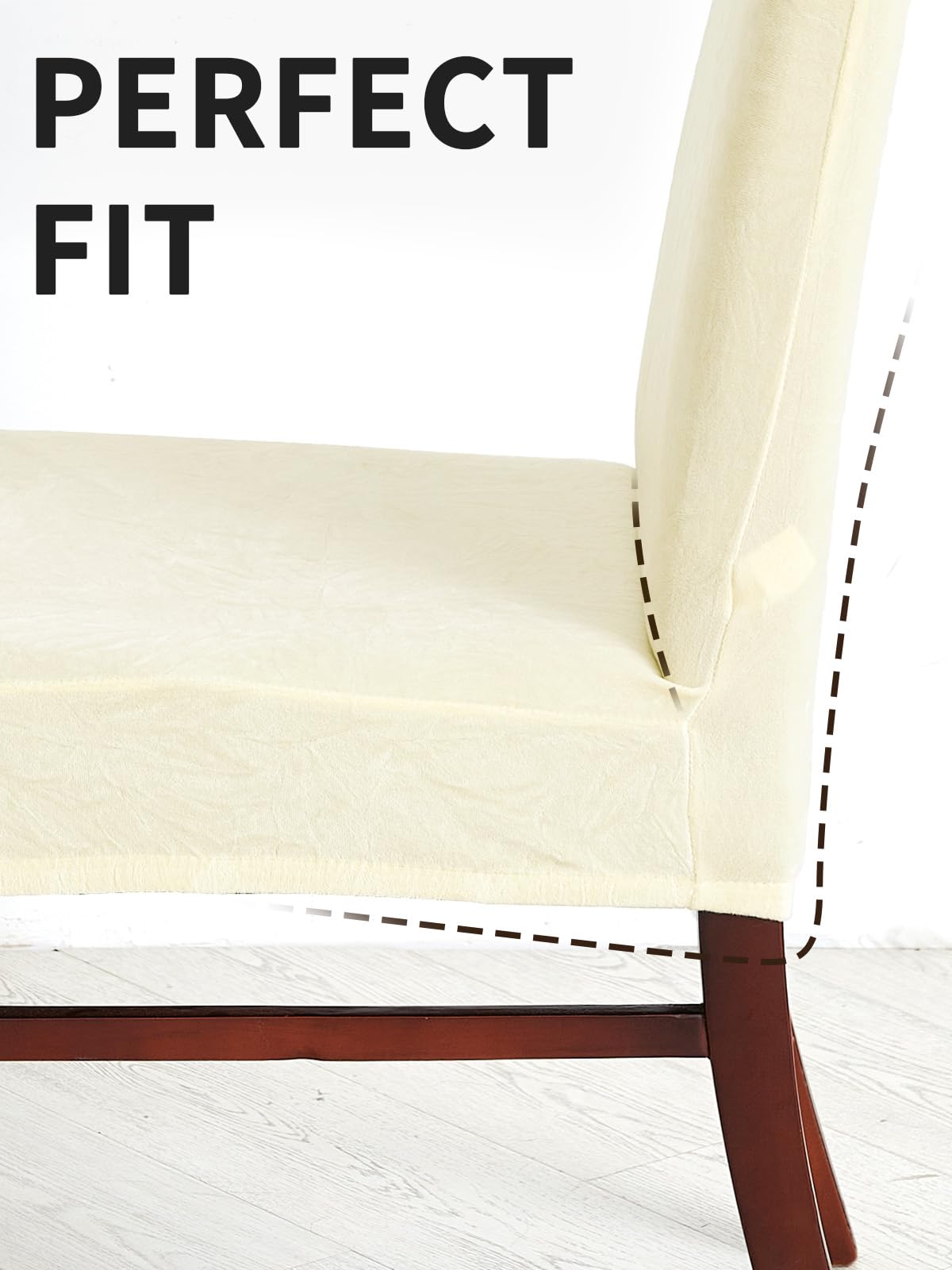 LANSHENG Stuhlhussen 6er Set, Universelle Abnehmbare Waschbar Samt Stuhlhussen, Universale Stretch Esszimmerstühle Stuhlbezug für Küche, Restaurant (Beige, 6er Set)