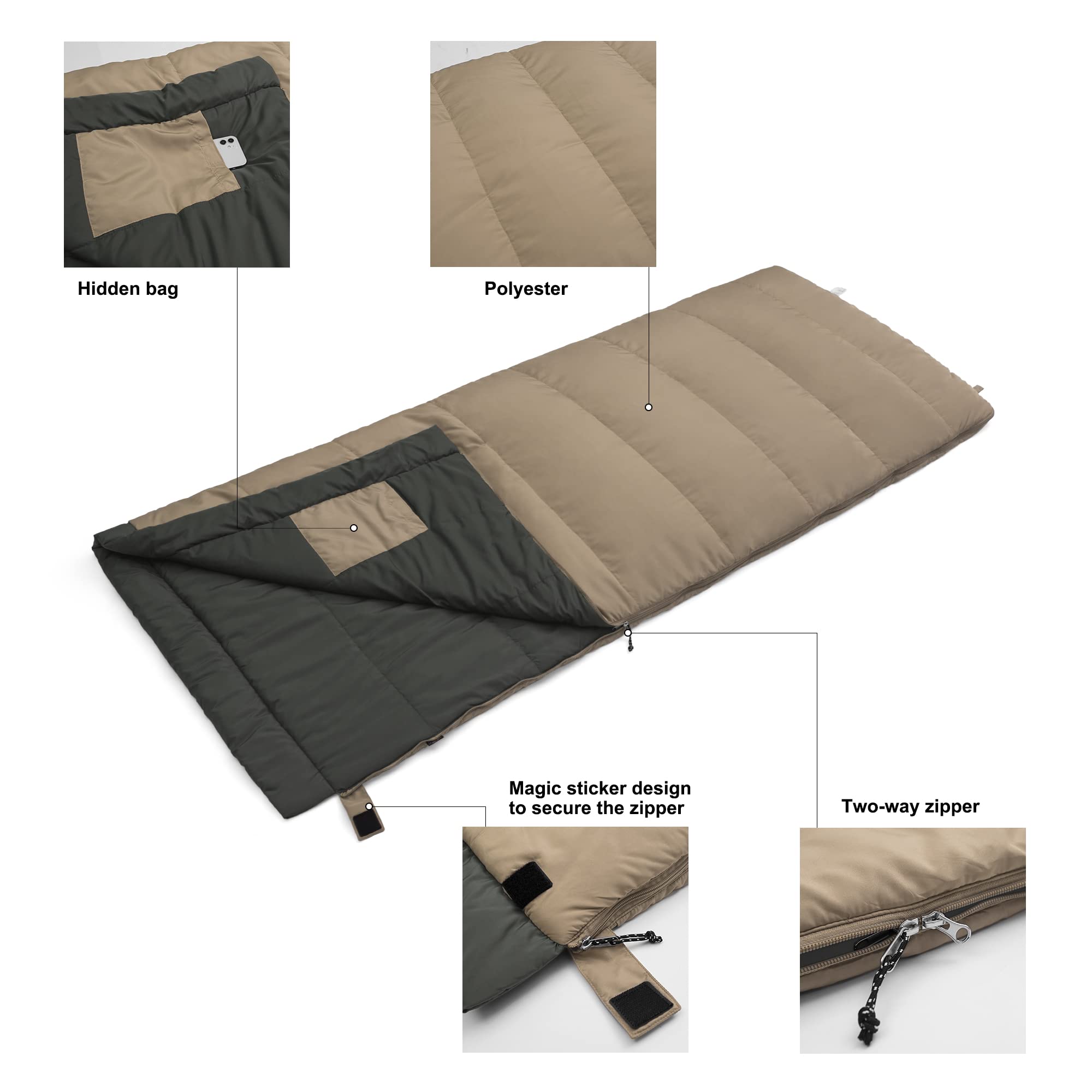 Mardingtop Saco de dormir para exteriores, ligero, cálido, para adultos y niños, verano e invierno, para camping, viajes