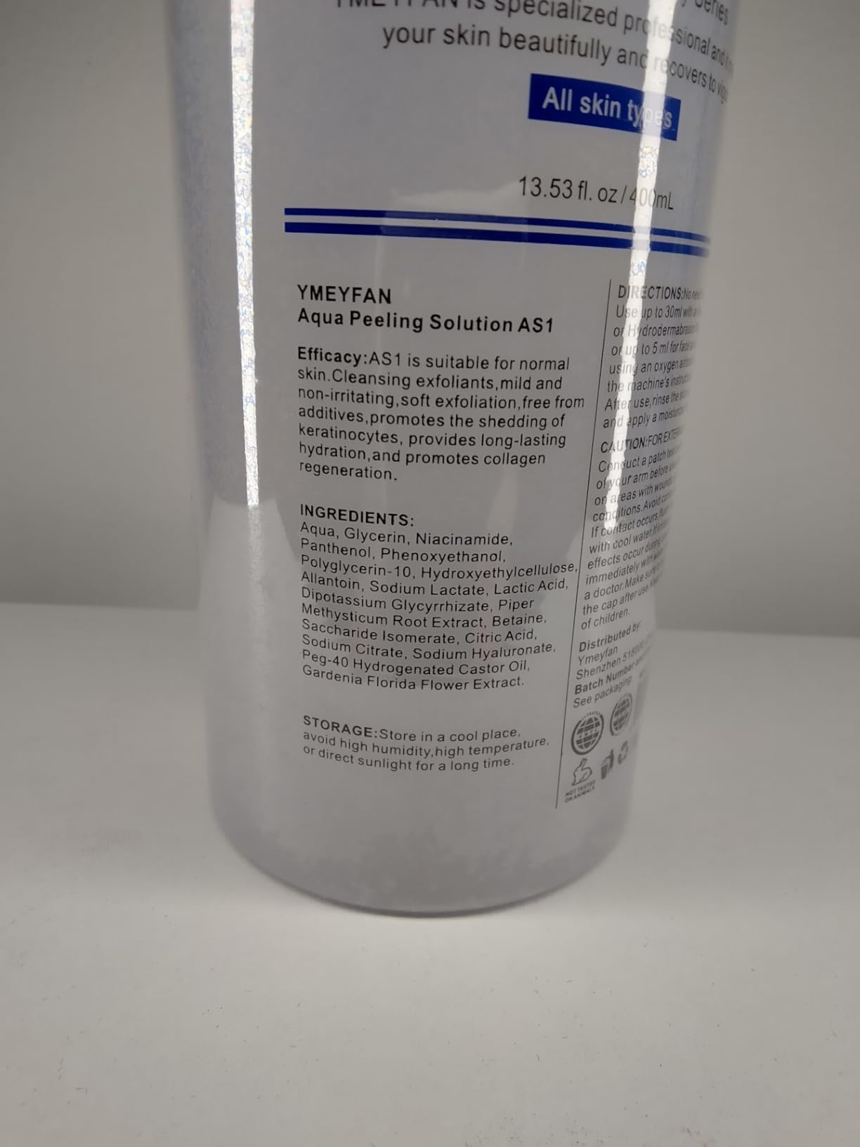 YMEYFAN AS1 Solution for Hydrate Facial Machine (English Ver.), AS1 SA2 AO3 Aqua Peeling Solution for Hydrogen Oxygen Facial Machine, Nourishing Exfoliate Serums for Face Skin Care(400ml x 3Bottles)