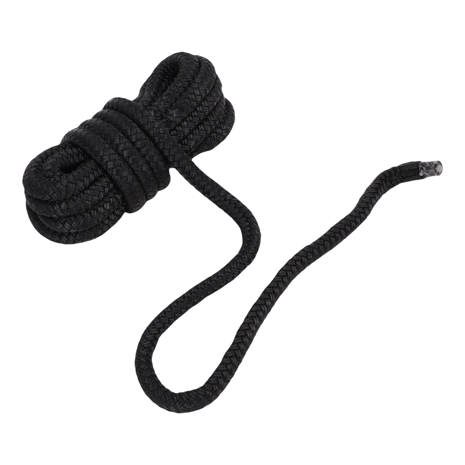 Dockleine, Doppeltes Nylon 1/2 Zoll X 15 Fuß Hochfestes Bootsseil, Festmacherleine mit 12 Zoll Handspleißösen, Ideal Zum Andocken und Festmachen in Seen, Flüssen, Jachthäfen (Black)