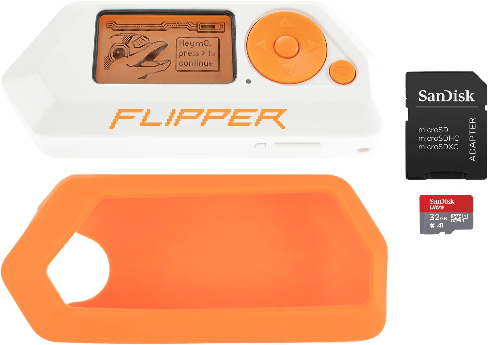 Flipper Zero Basic Kit - Flipper Zero | Silicone Case | 32GB Micro SD Card up to 120MB/s | MicroSD to SD Adapter