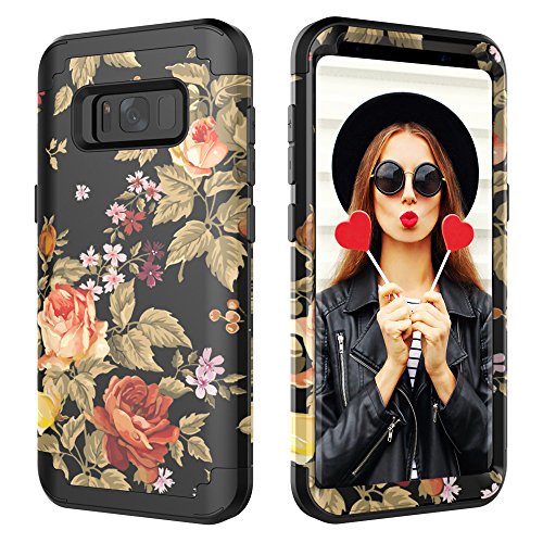 Digital Hutty 3 in 1 Shockproof Heavy Duty Full-Body Protective Cover for Samsung Galaxy S8 Plus Flower (Flower)