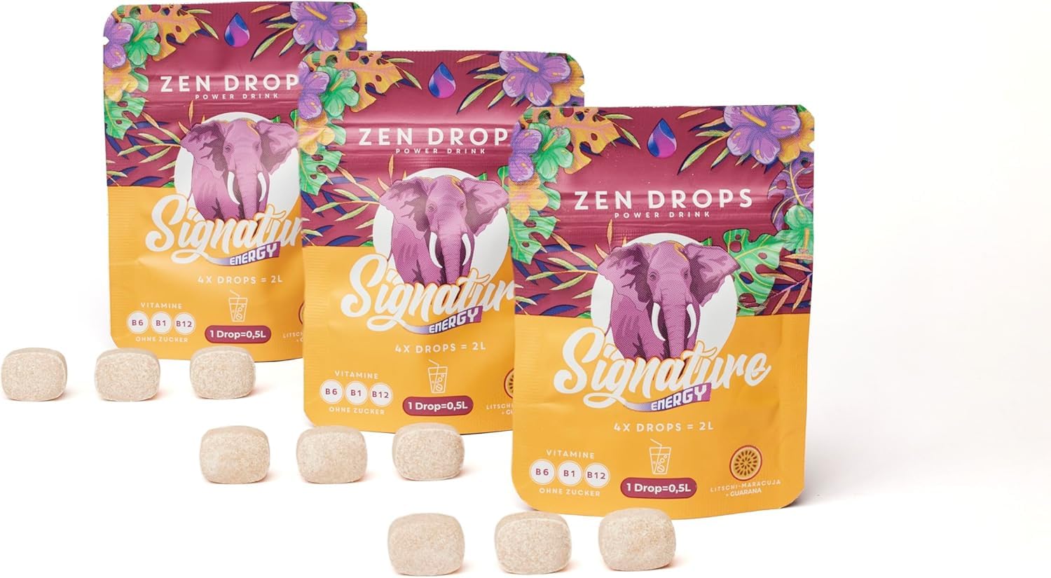ZEN DROPS – Paquete de ventajas con 12 soluciones efervescentes de bebidas vitamínicas | 6 litros de bebida | Absorción rápida y fácil | Sin azúcar | (Edición Signature - 12 Gotas)