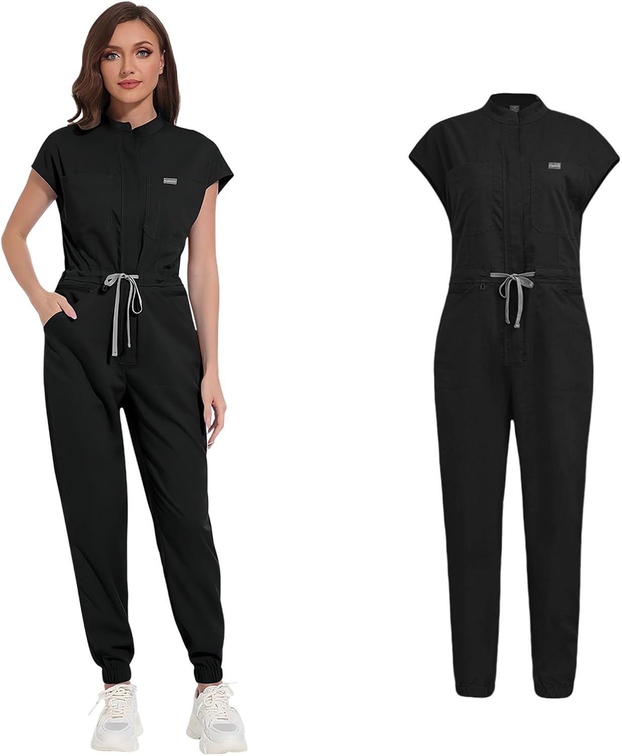 Scrubs Set for Women,Soft Stretch Jumpsuit & Jogger with Multi Pocket for Nurse Esthetician Workwear