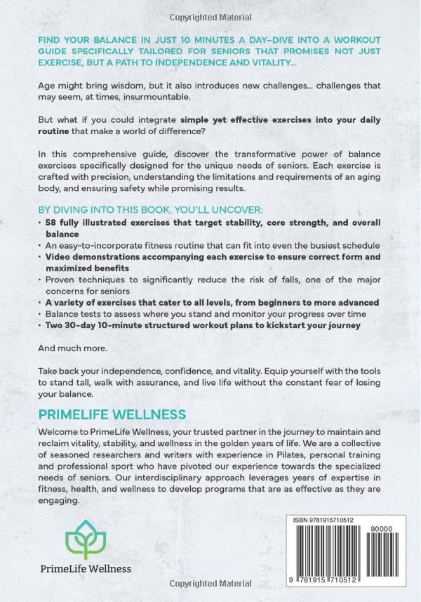 10-Minute Balance Exercises for Seniors: Fully Illustrated Home Workout Guide with 58 Simple Exercises to Improve Stability, Core Strength, Prevent Falls & Gain Independence - Video Included! - Image 2