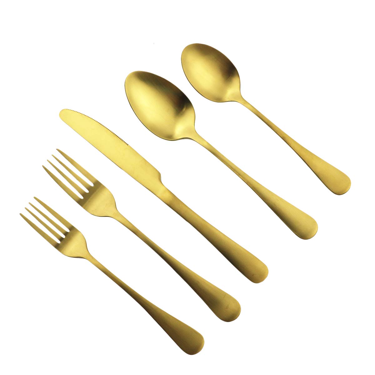 Gugrida Matte Gold Silverware Set, 20-Piece Stainless Steel Flatware Set, Satin Finish Kitchen Utensil Set Service for 4, Tableware Cutlery Set for Home and Restaurant Party, Dishwasher Safe