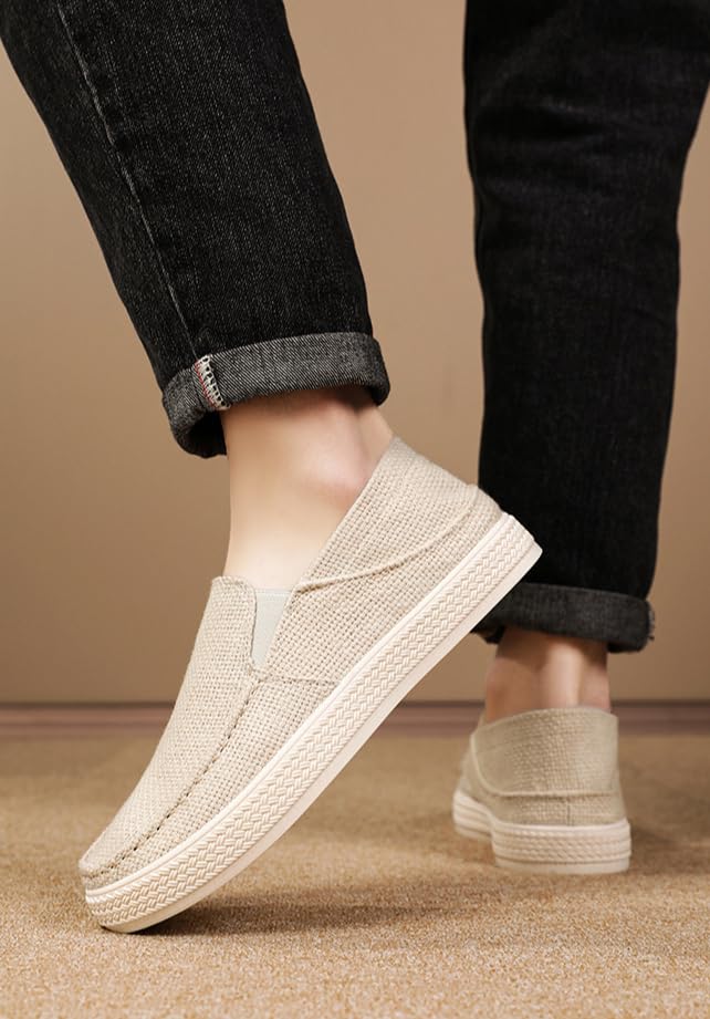 Men's Slip on Shoes, Casual Breathable Boat Sneakers with Arch Support Lightweight Mesh Beach Loafers for Driving Walking Skate2