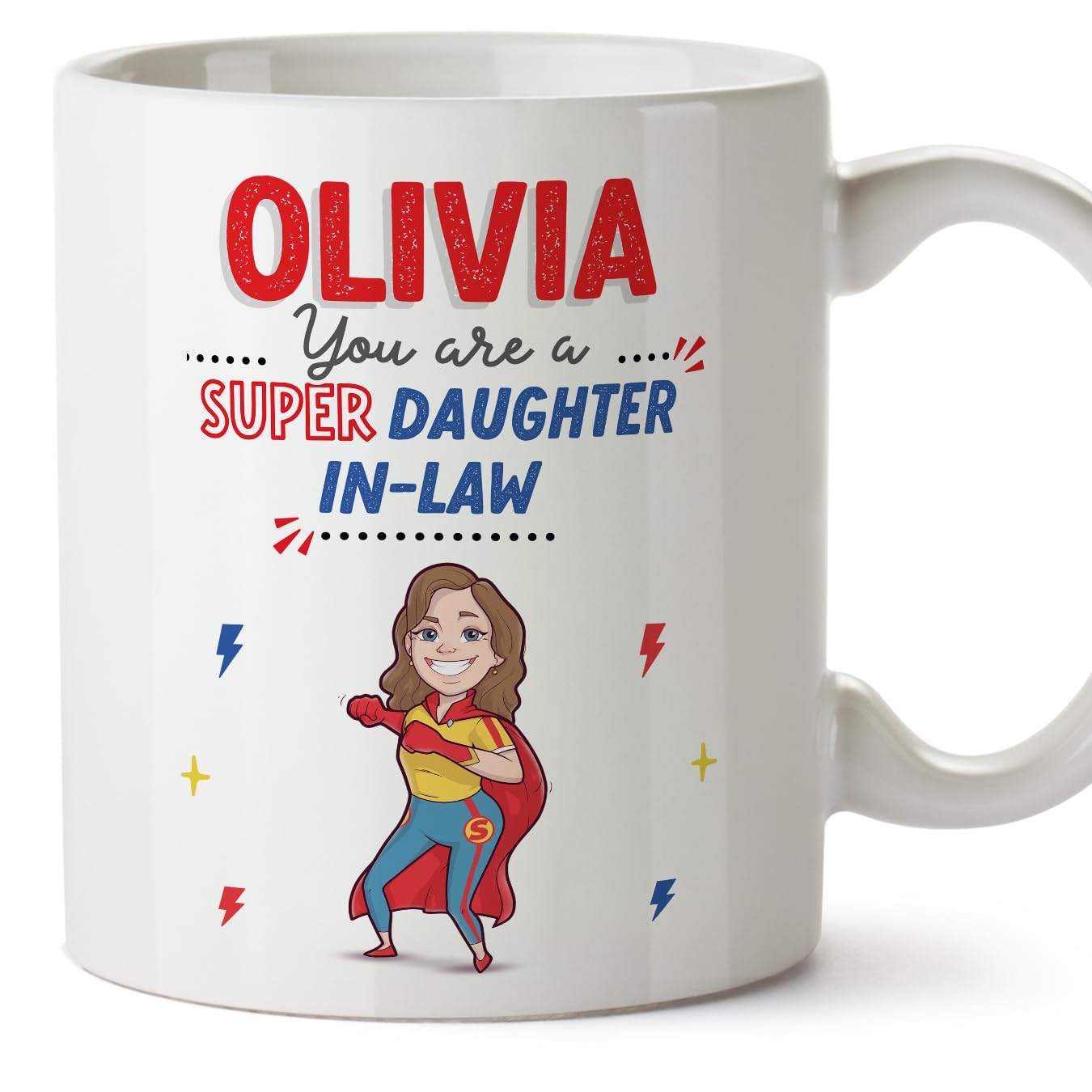MUGFFINS Personalised Mug for Daughter in Law - in English - You are Super! - Funny Custom Gift - Ceramic 11oz Mug