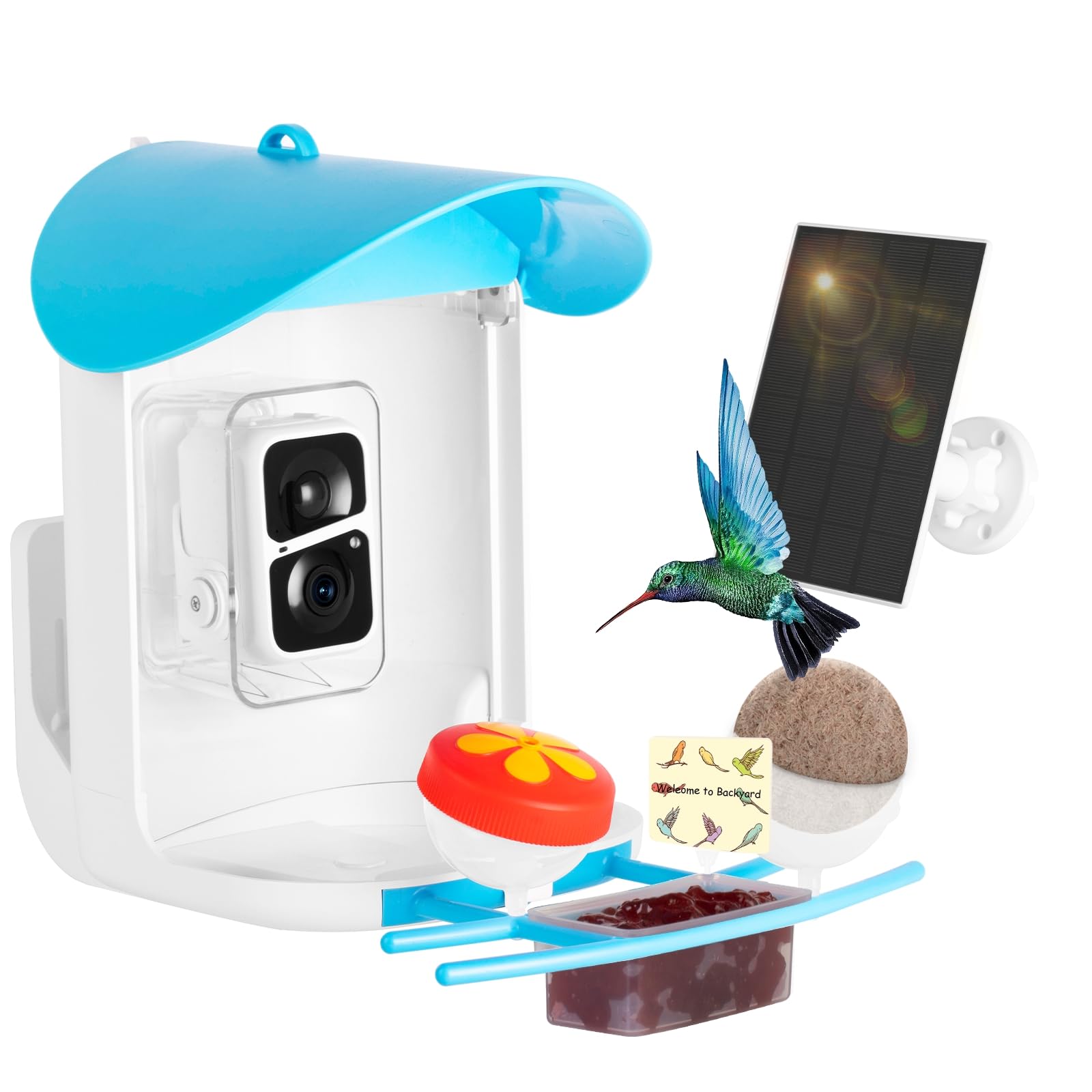 Lrantoow Smart Bird Feeder with Camera Solar Powered, Smart Bird Feeder for Hummingbird with APP,Bird Watching Camera Auto Capture Bird Videos & Motion Detection, Ideal Gift for Christmas