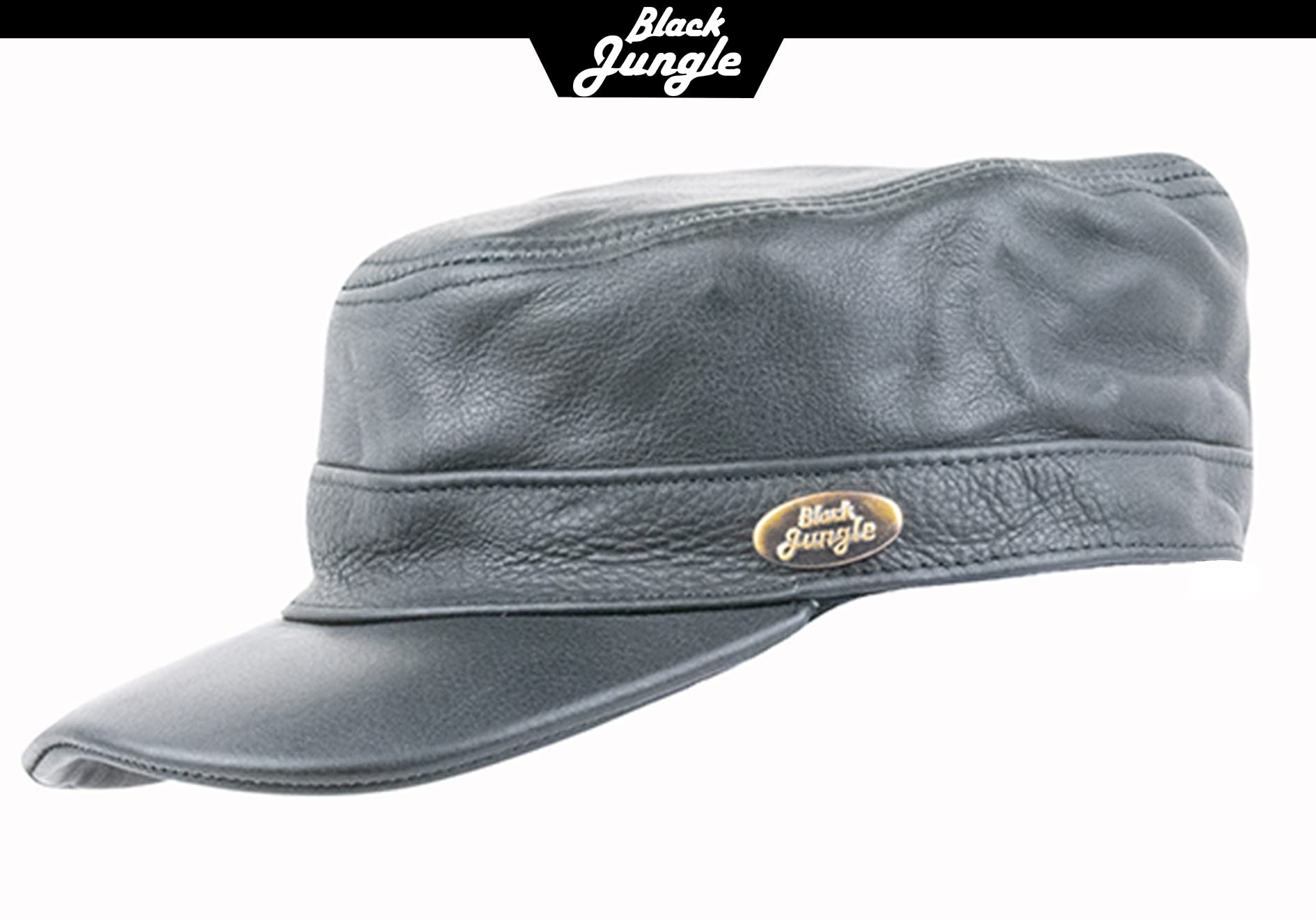 Black Jungle Castro Army Cap skórzana czapka wojskowa, czapka motocyklowa, rozmiar uniwersalny, czarny, jeden rozmiar
