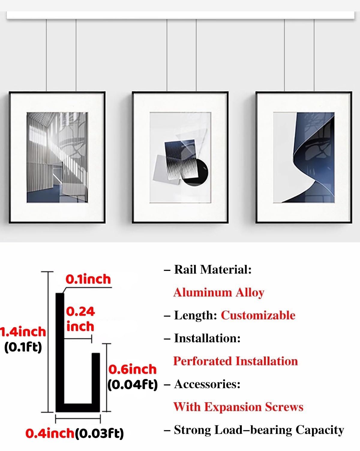 Kit de fixation murale réglable pour photos et œuvres d'art, idéal pour les musées et les églises (câble de 106,7 cm/1,9 m, 249,9 cm/2,4 m)