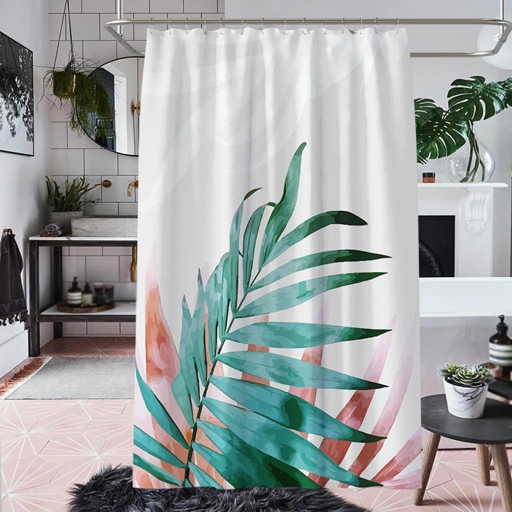 Shower Liner Shower Curtain Nordic Minimalist Plant Pattern Shower Curtain Waterproof Bath Thickened Shower Curtain Home Kitchen Door Curtain Suitable for Bathroom (Color : W80xH180cm) (W120xh180cm )