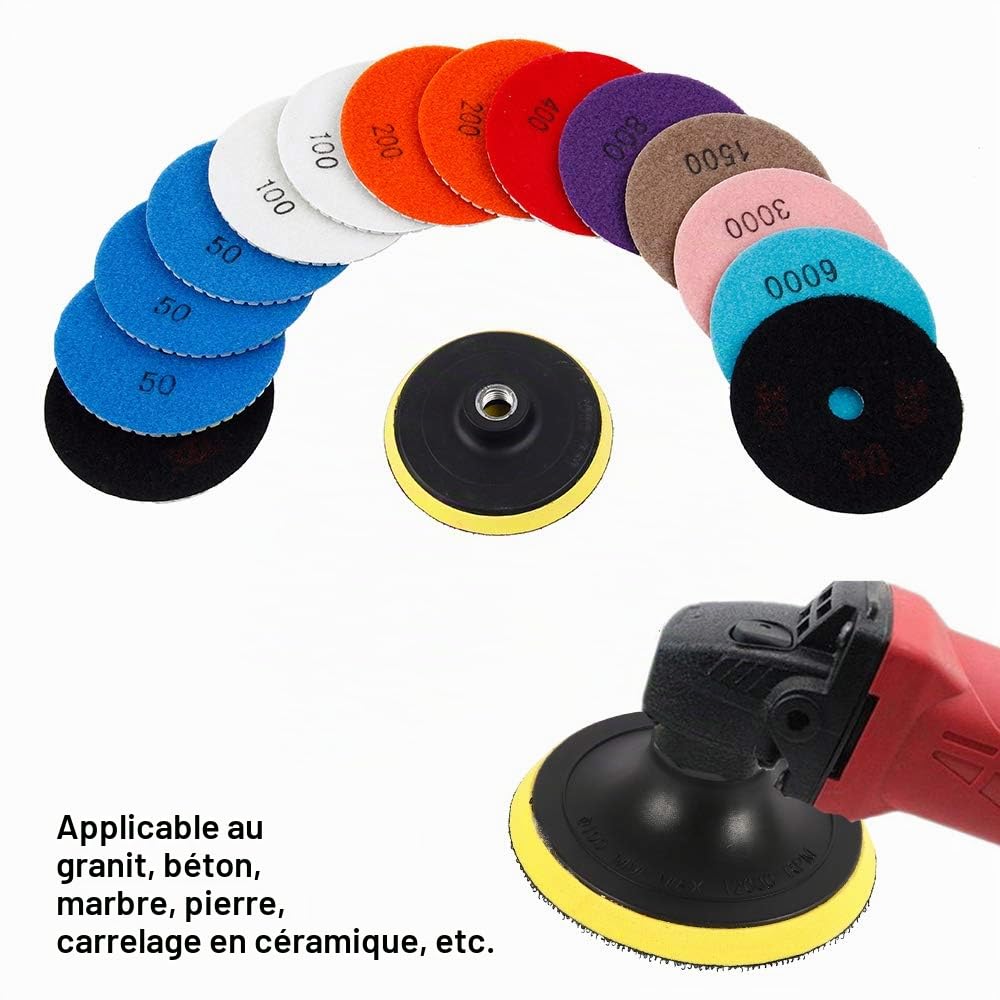 Diamant disques de polissage,Humide/Sec ,4 pouces Diamant Polishing Tampon abrasif pour granit marbre béton sol pierre Pour Meule d'angle