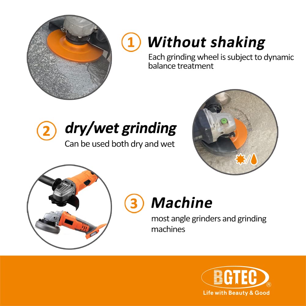 Mole diamantate da 115 mm, BGTEC 14 segmenti Turbo Row Mola a tazza per smerigliatrice lucidatura e pulizia marmo calcestruzzo muratura, 1pc