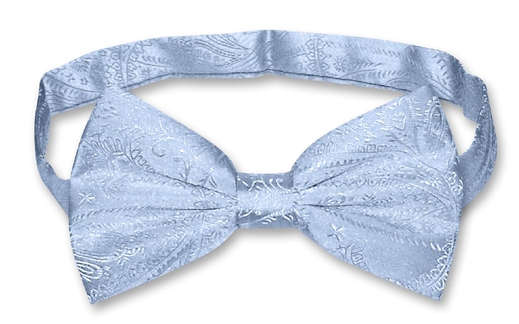 Mens Dress Vest Bow Tie Set Paisley Design BABY BLUE Bowtie Solid Color 6XL