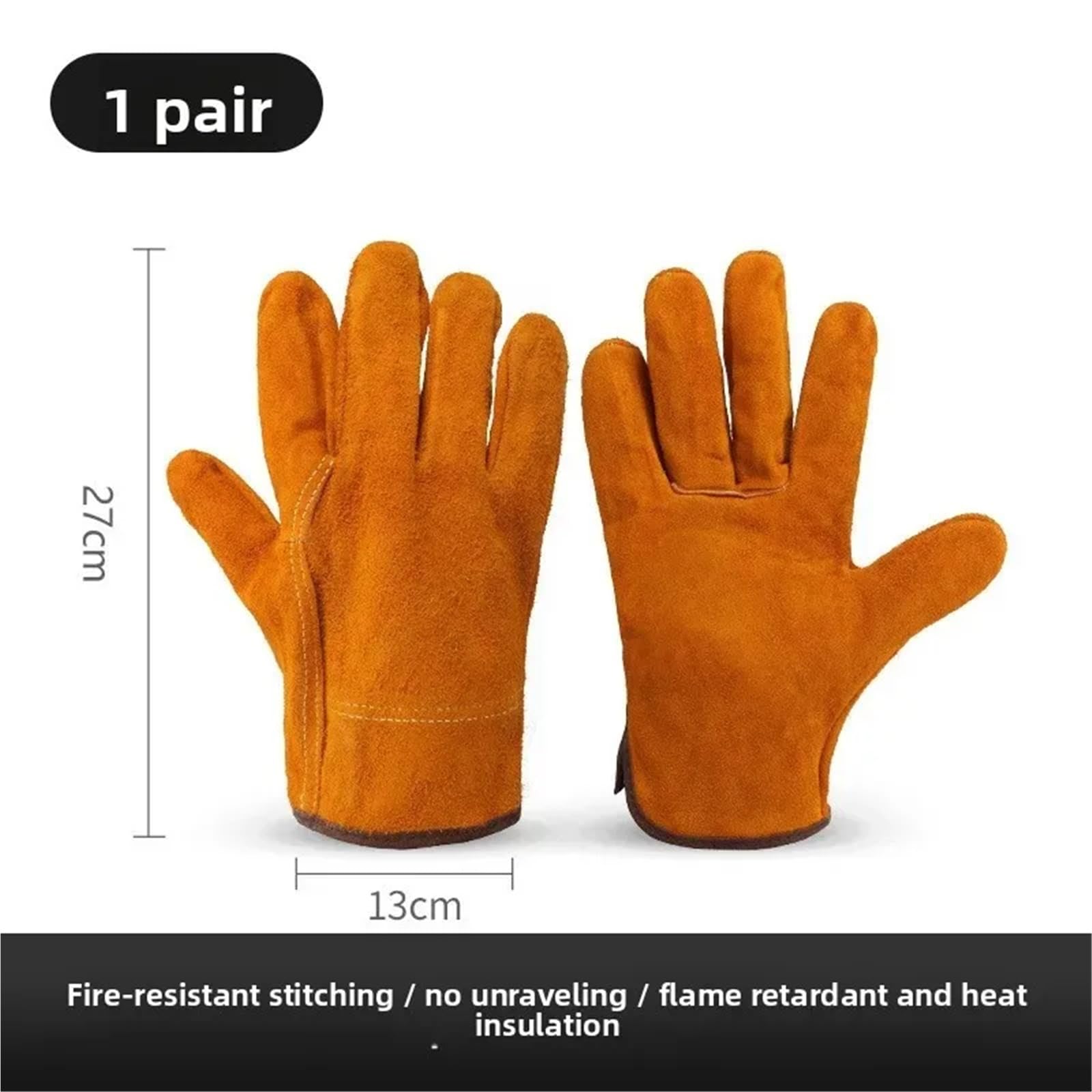 Compatibile con guanti da saldatura in pelle bovina a doppio strato, attrezzatura protettiva for la sicurezza sul lavoro industriale, resistente al calore, ignifuga