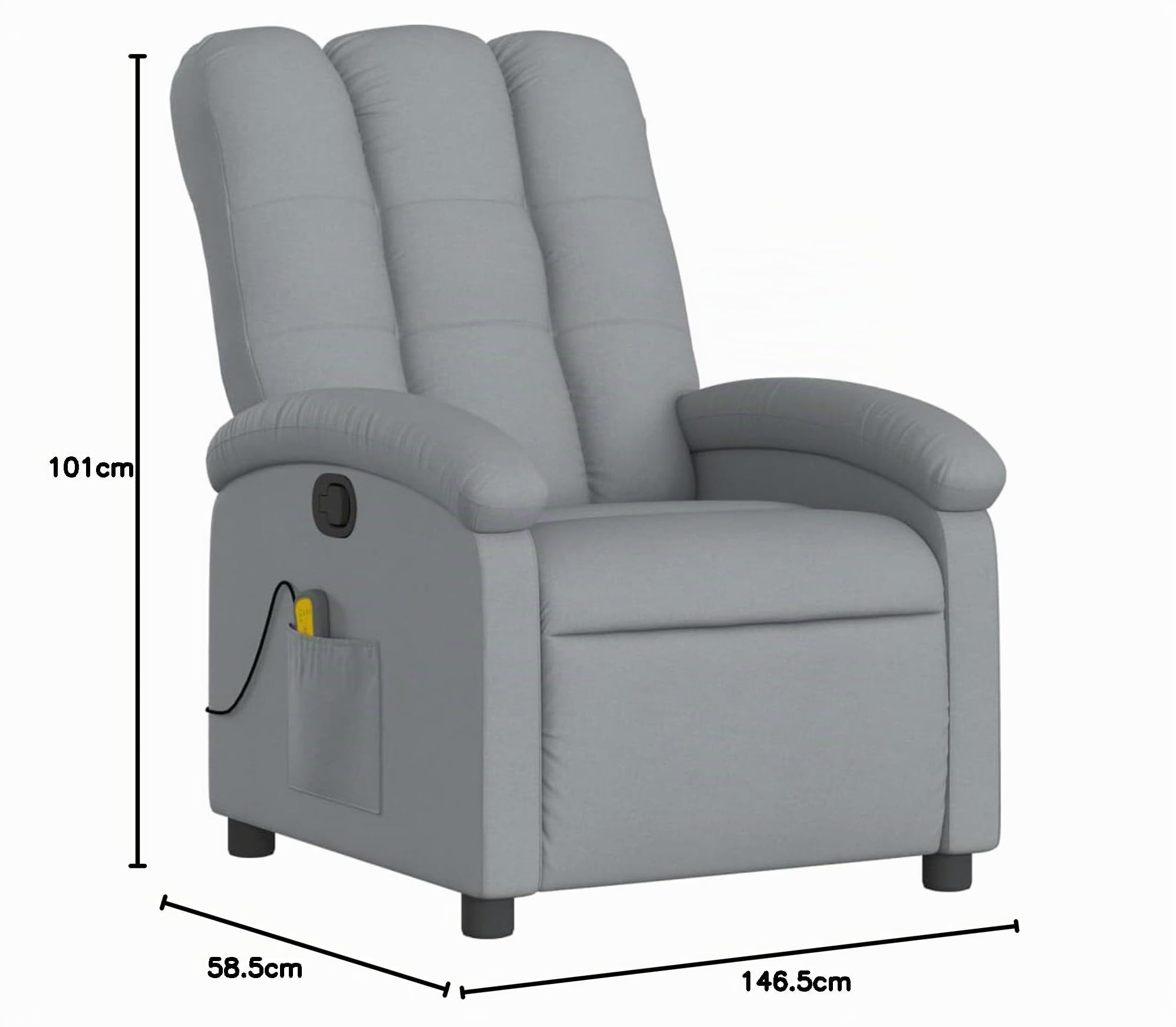 ARKEM Poltrona Relax Elettrica, Reclinabile a Letto E Seduta Ergonomica In Tessuto Per Arredo Salotto, Soggiorno e Ufficio,Poltrona Massaggiante Reclinabile Grigio Chiaro in Tessuto