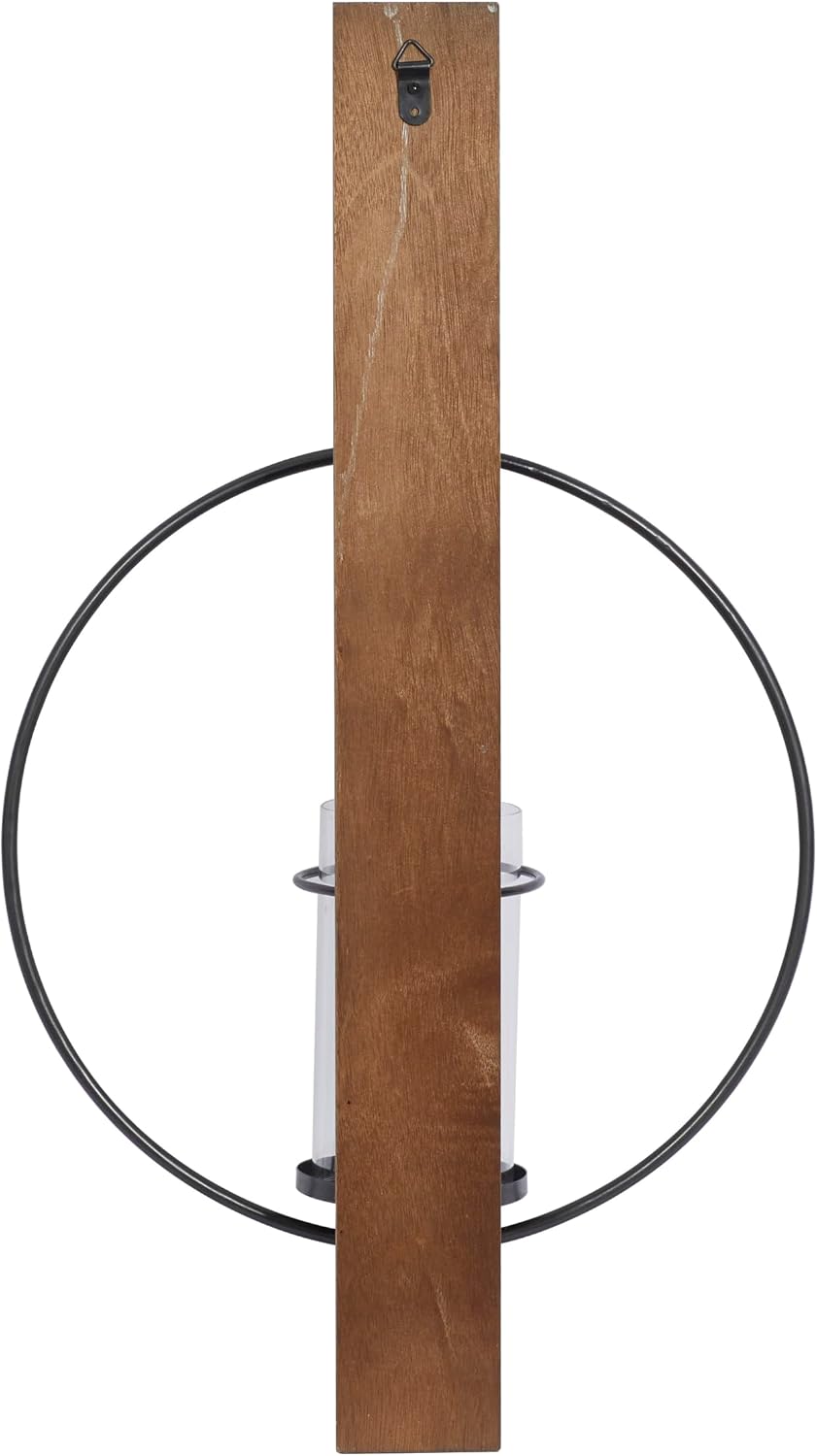 Deco 79 Wood Geometric Pillar Wall Sconce with Wood Back Mount, 16" x 6" x 28", Brown