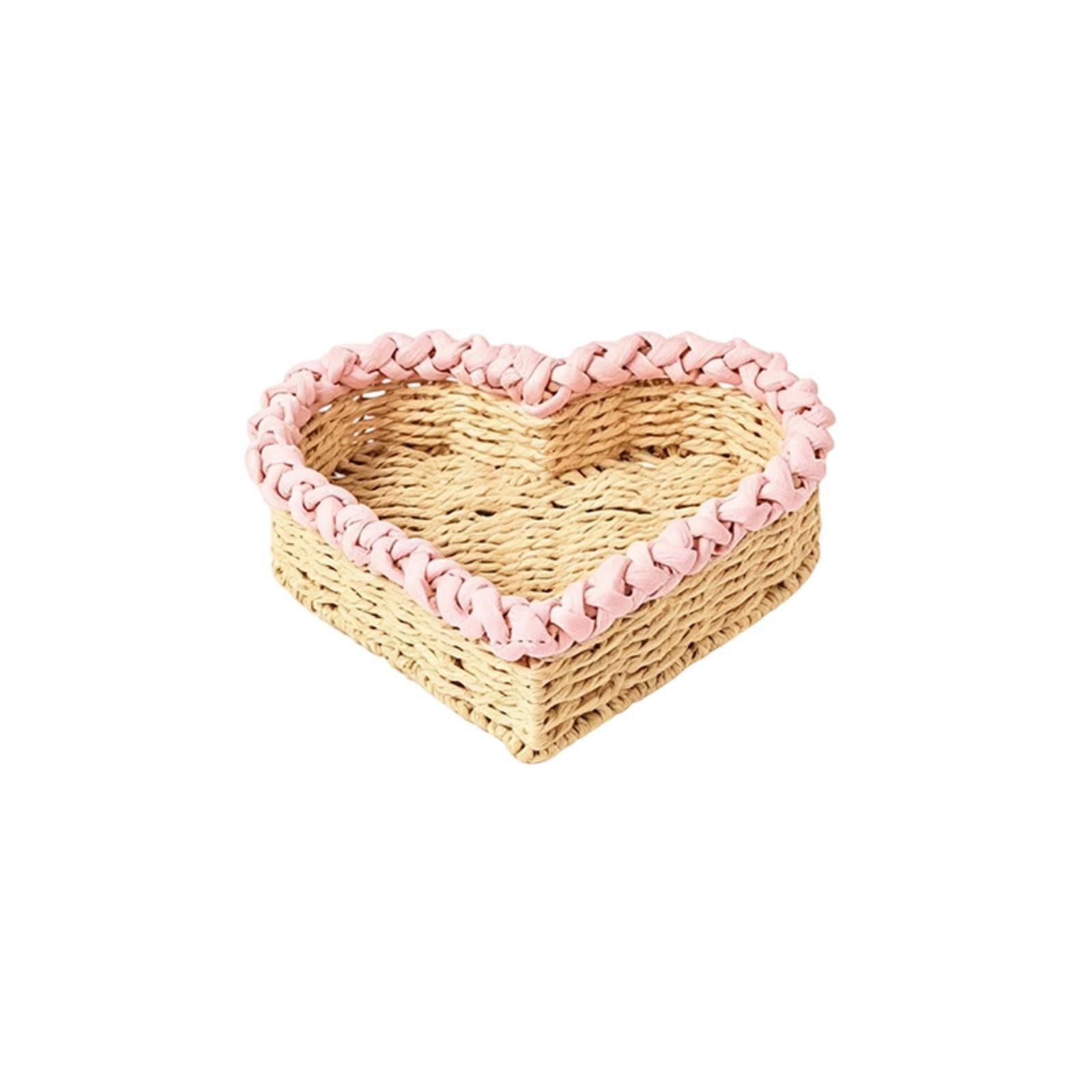Handcrafted Paper Cord Heart Shaped Organiser Storage Basket for Trinket Keys and Household Essential Tender Heart Basket