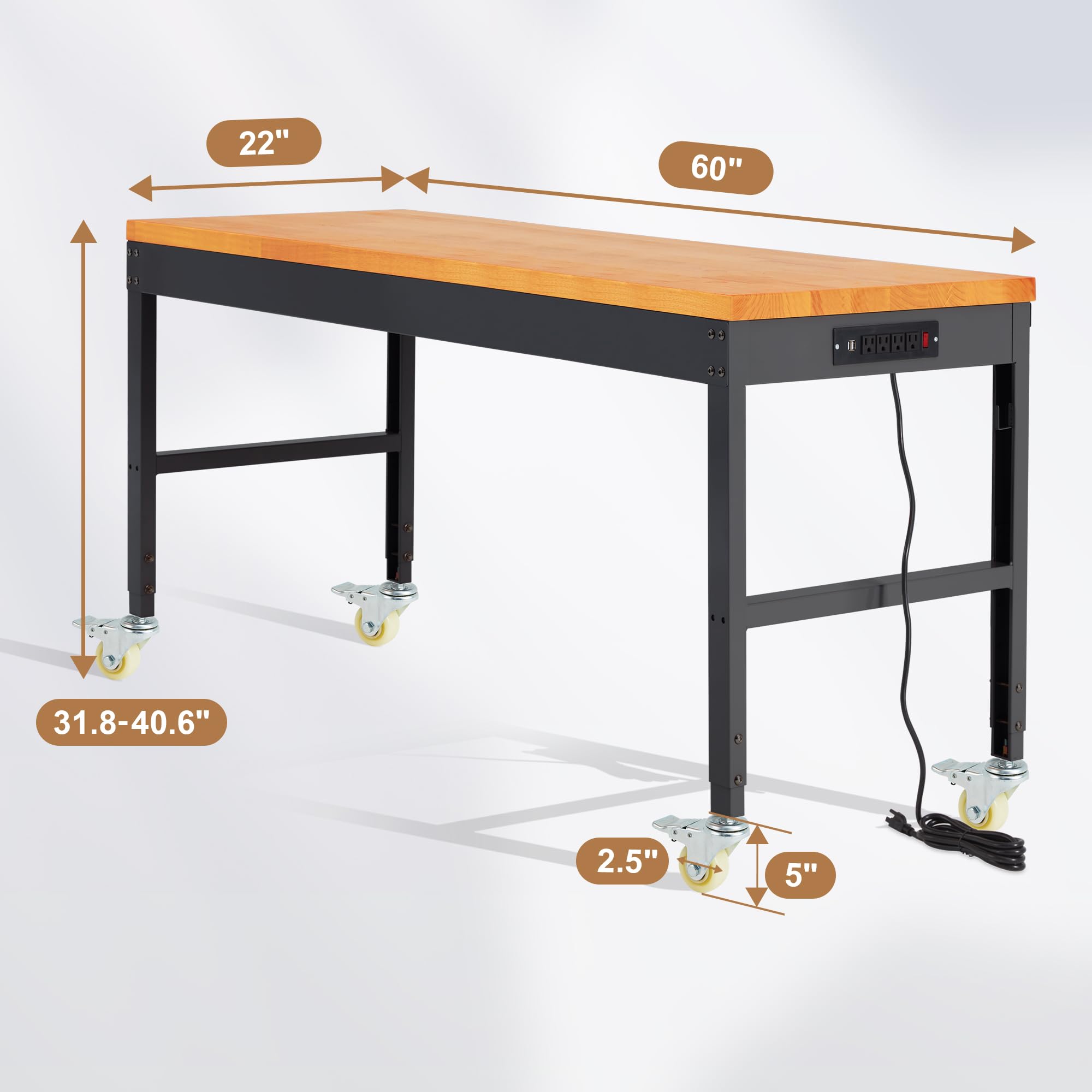 Workbench 60 Inches Garage Workbench With Pegboard 60-Inch Heavy Duty Adjustable Workbench ...