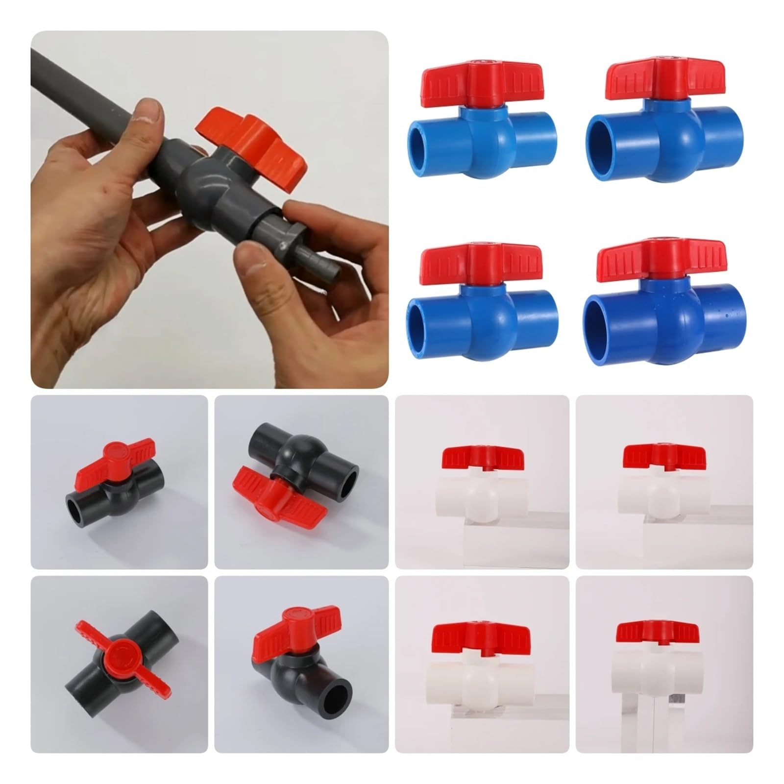 5 Sztuk Zawory Kulowe Z PVC Średnica Wewnętrzna 20/25/32/40mm Nawadnianie Ogrodu Przełącznik Waterstop Es Akwarium Zawory Drenażowe Biały/niebieski/szary(Blue,ID 25mm)