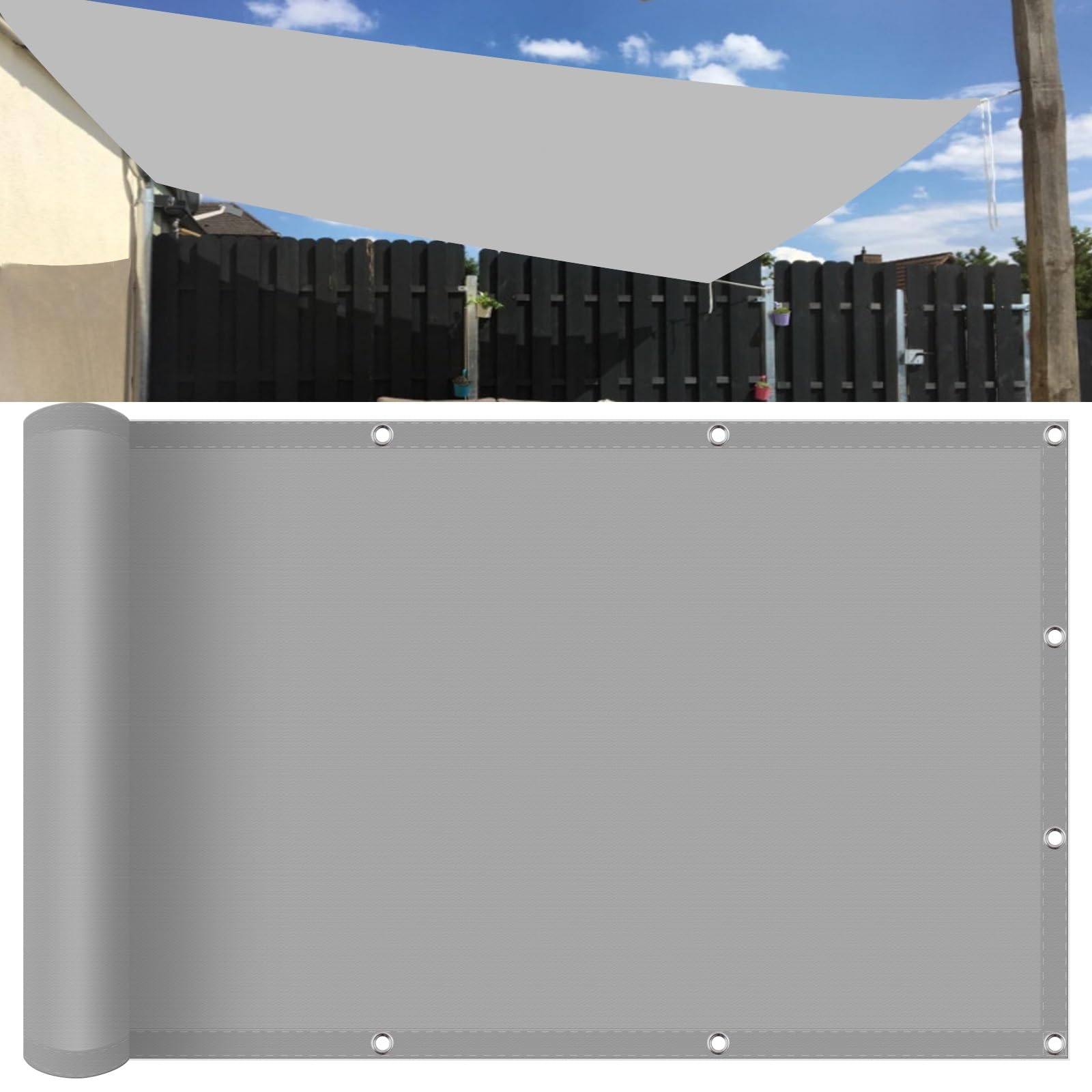 KLGFBDC UV Protection Sun Shade Sail 350x480cm Rectangle 95% UV Resistant Weatherproof TearResistant Canopy for Balcony Patio Garden Greenhouse Light Gray No Drilling Installation