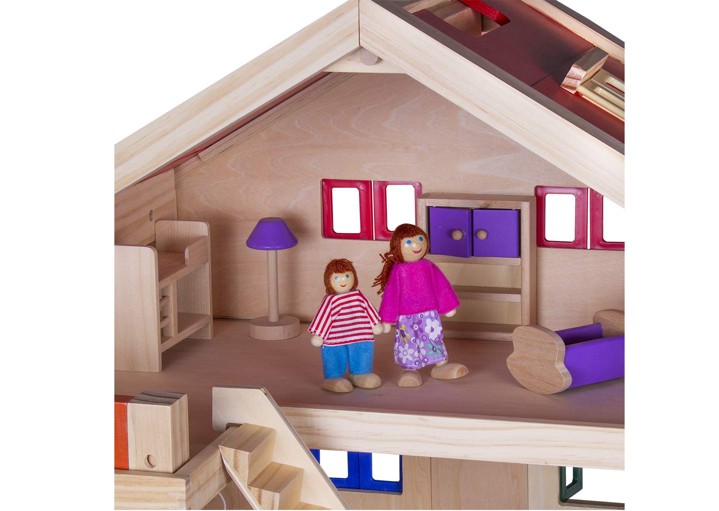 HOMCOM Casa de Muñecas de 3 Pisos con Patio Muebles Accesorios Completos Diseño Lindo Casita Muñecas de Juguete Madera 86x30x87 cm Rosa Juguetes y juegos Muñecas y accesorios