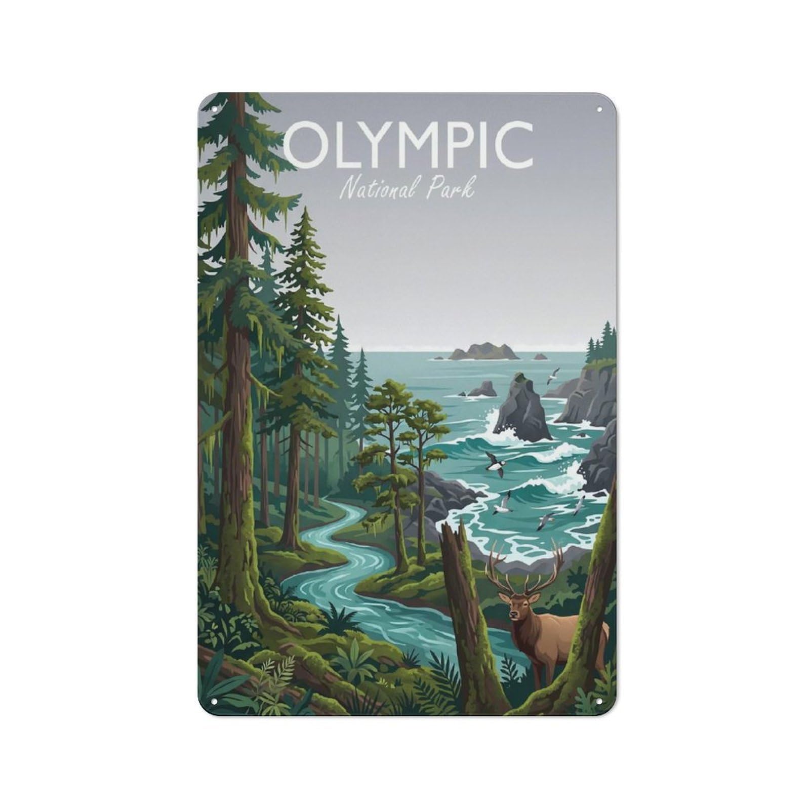 Junmoney Style-9 Garage Style Decorative Metal Plaque 30X20cm Featuring Olympic National Park (2), Garage Wall Decor For Garage, Workshop, Shed Or Utility Room