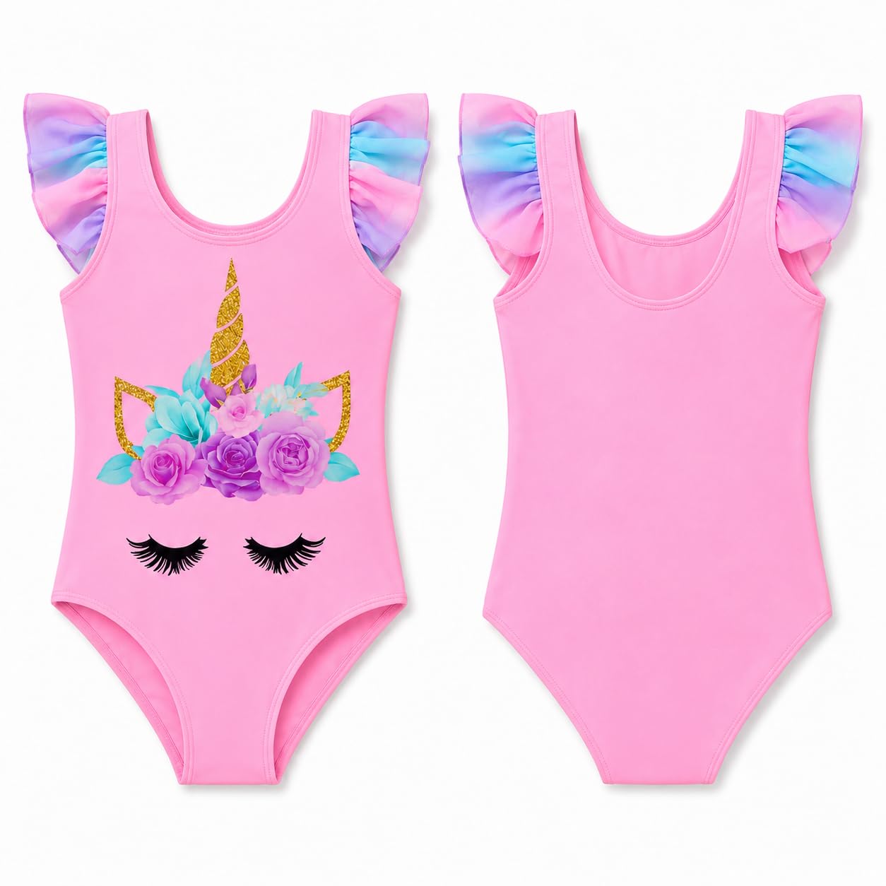 Bañador de Una Pieza para Niña – Traje de Baño con Estampado de Unicornio para Piscina o Playa – Ideal para Verano y Natación – Tallas 3 a 12 Años – Disponible en Rosa, Blanco y Azul