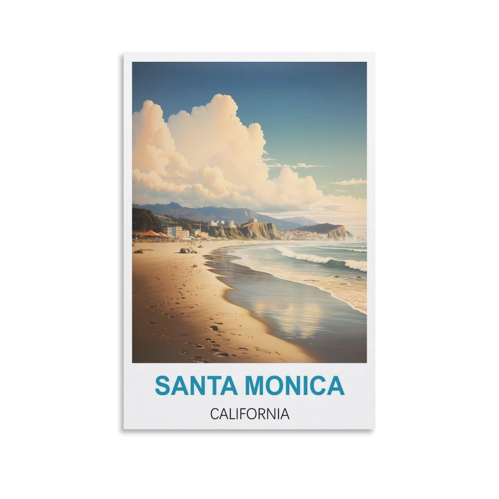 Metal Tin Sign,Santa Monica Californias,Vintage Metal Tin Sign Inspirational Retro Art Poster for Home Office, Cafe Bar Wall Decor 30x40cm