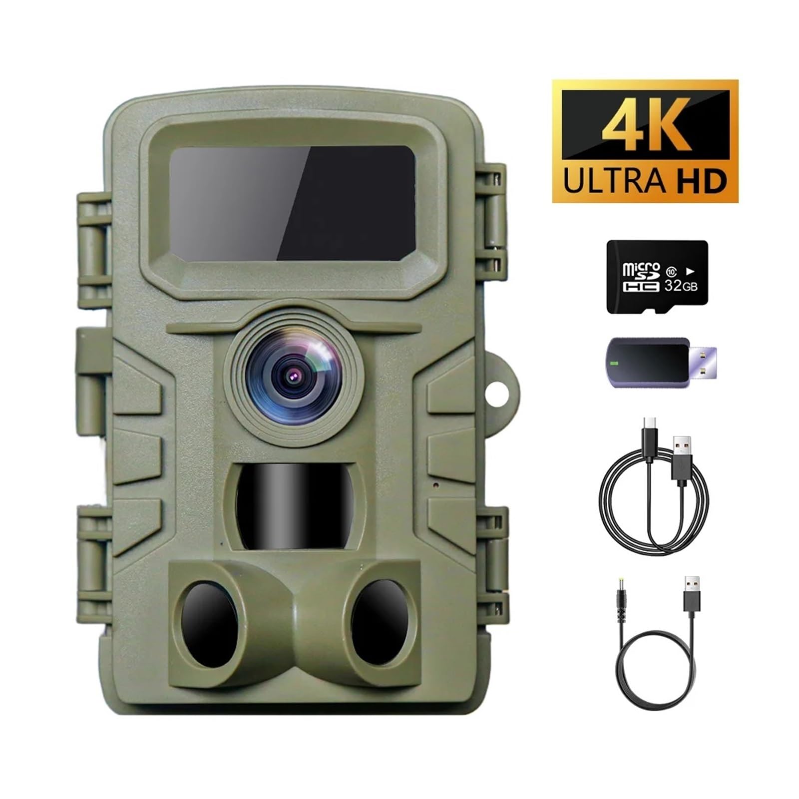 Cámara Vida Silvestre Cámara De Rastreo WiFi 4K 48MP Visión Nocturna IP67 Impermeable 0,5 S Velocidad Disparo For Detección Vida Silvestre Al Aire Libre Juego Monitoreo Confiable Preciso(4K-64g)
