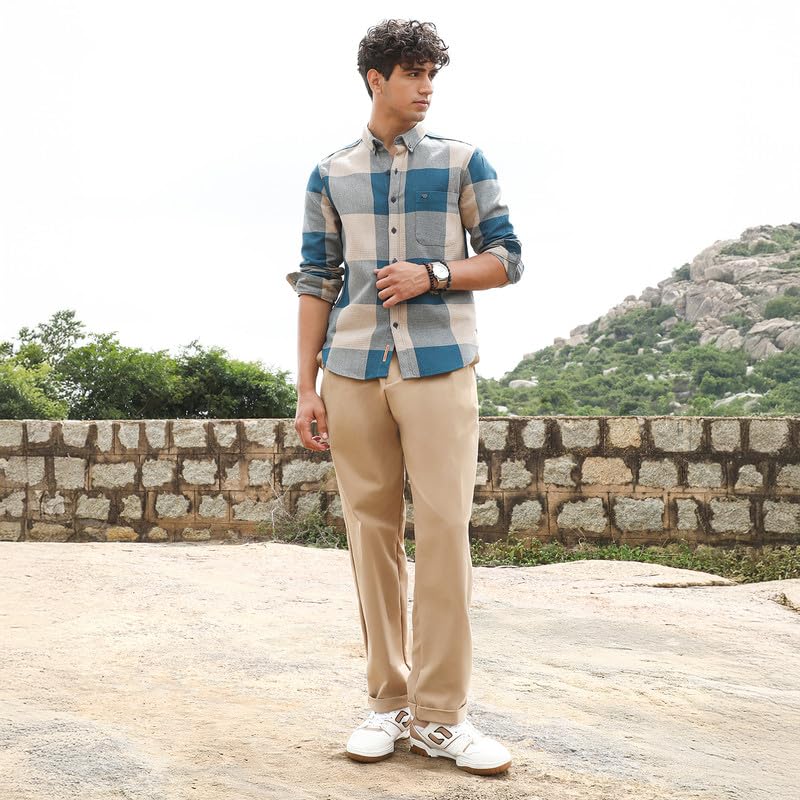 Image of CAHOOT Men's Shirt | Button-Down Collar /Long Sleeve Cuffed Sleeves /Button Closure | Checks Checks | Cotton Shirt for Casual Wear