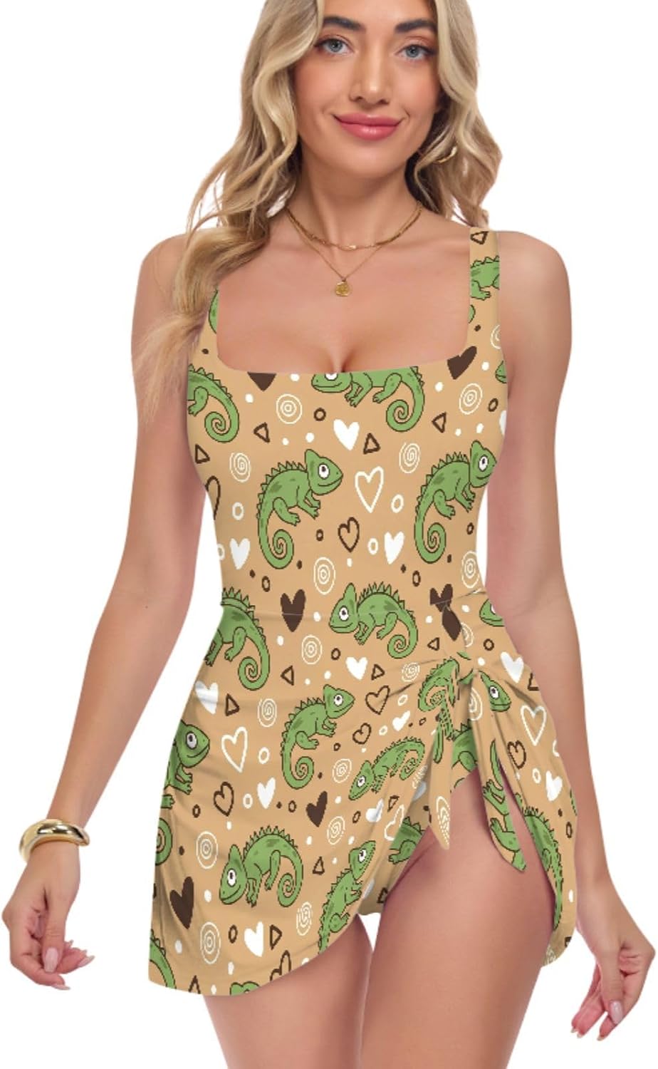 Lizard Chameleon Women's One Piece Swimsuits Tummy Control Bathing Suits S A2309223