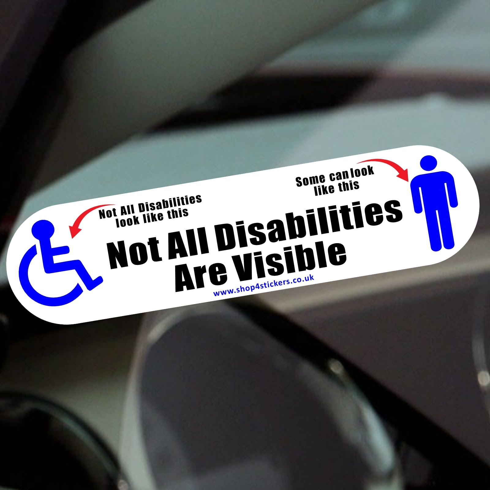 Platinum Place Men's Uv Specialist Full Colour Inks 1 X D97 Sticker Not All Disabilities Are Visible Some Look Like This Sign Icon Wheelchair Logo Disabled Car Badge Disability Awareness Driver Decal Label 200X50mm (Inside Window To Face Outwards)