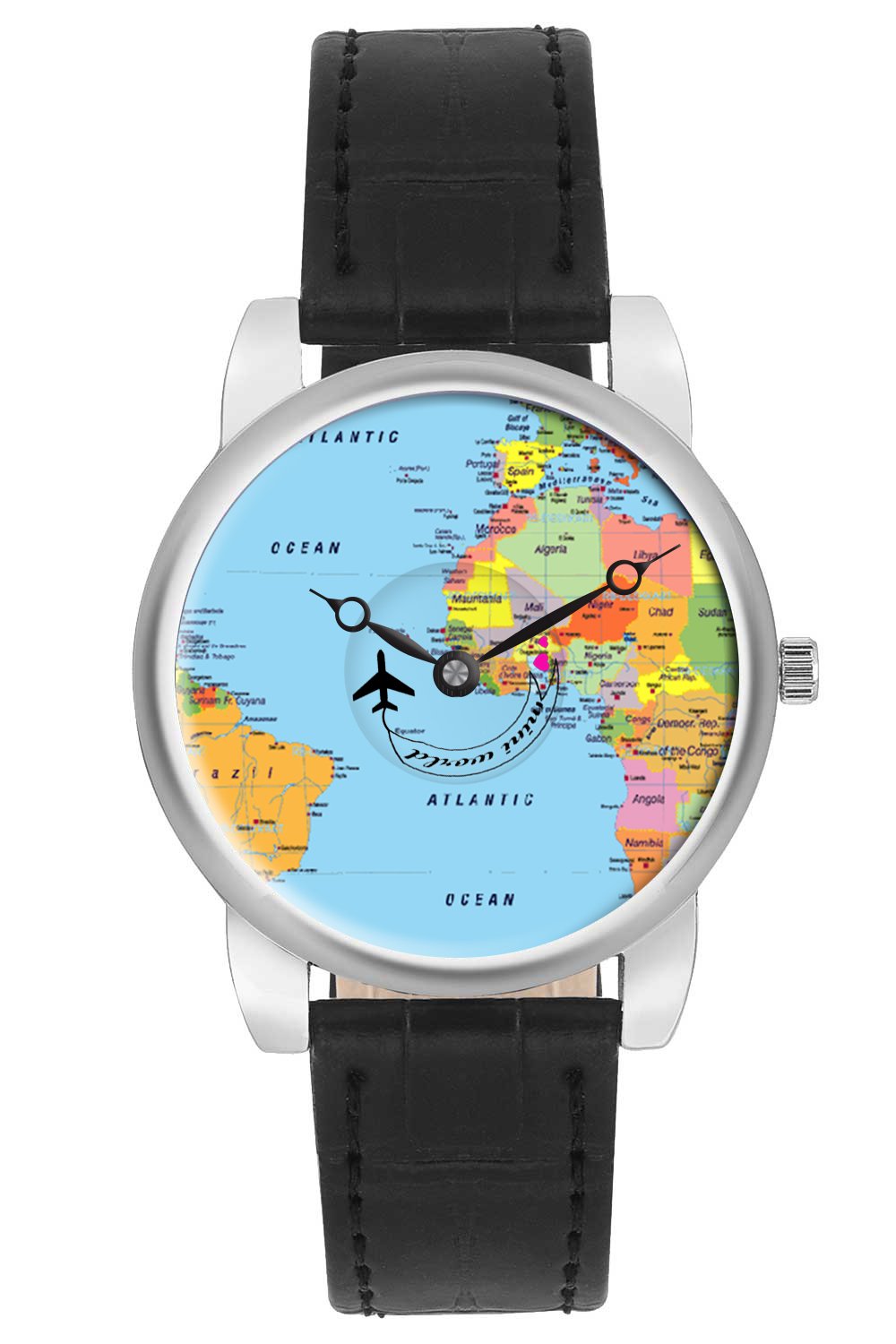 BIGOWL Travel Watch Airplane World Map Design Leather Strap Wrist Watch for Women - for Travellers - Watch with Moving Airplane Seconds Hands (B072VQ3V65) Amazon Price History, Amazon Price Tracker