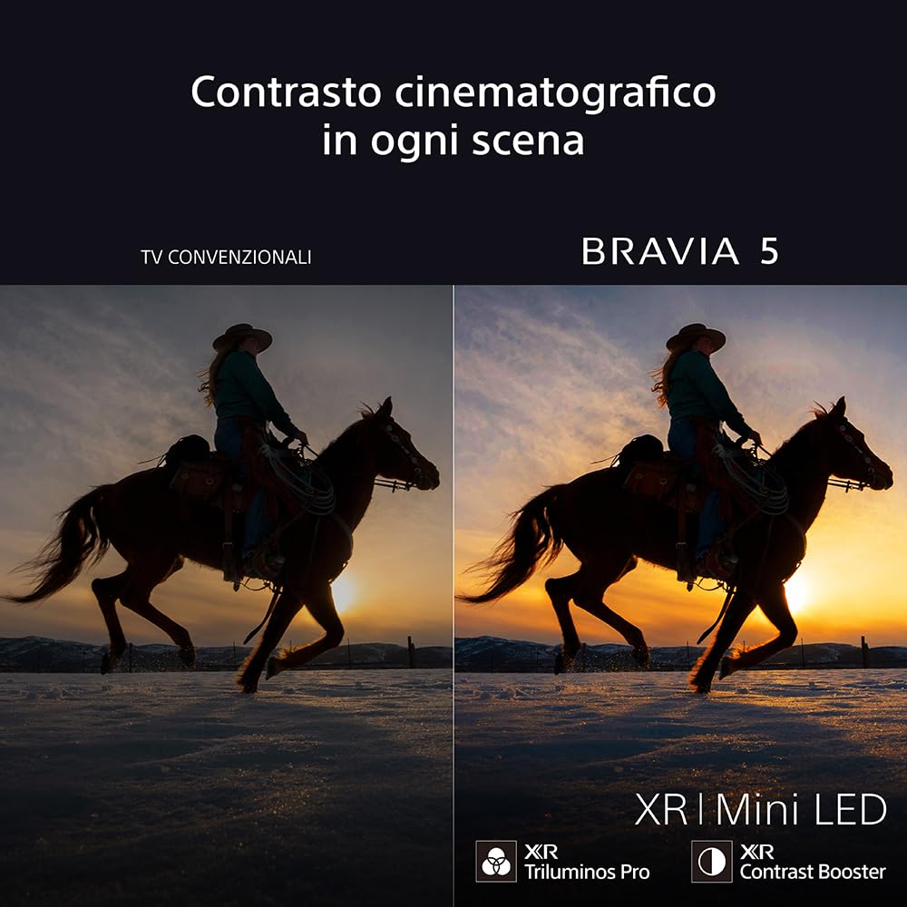 Sony BRAVIA 5 - XR|Mini LED| Processore AI XR | Acoustic Multi-Audio | Dolby Vision/Atmos | IMAX Enhanced | Google TV (2025) |Google Cast| Apple AirPlay 2|Eco Dashboard 2|Menu di gioco 2-98pollici
