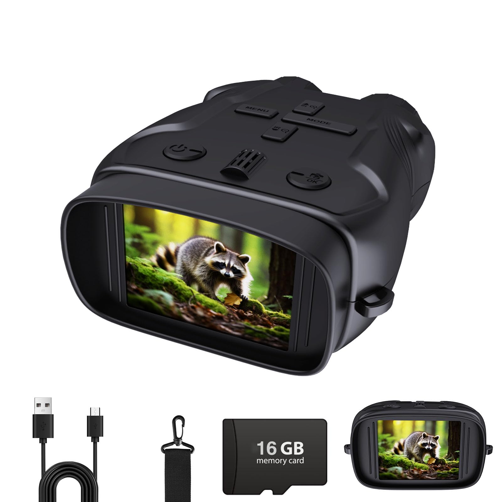 Night Vision Goggles for Kids with Memory Card, 5X Zoom Kids Night Vision Binoculars - 1080P HD Digital Camera, Great Birthday Gifts for 3-8 Year Olds.（Black）