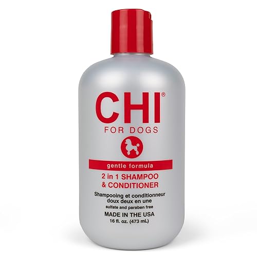CHI for Dogs Gentle 2-in-1 Shampoo and Conditioner - Softening and Cleansing Formula for Puppies and Adult Dogs - pH Balanced Dog Wash for All Coat Types - 16 Fl Oz - 2 In 1 Shampoo And Conditioner - 16 Fl Oz (Pack of 1)