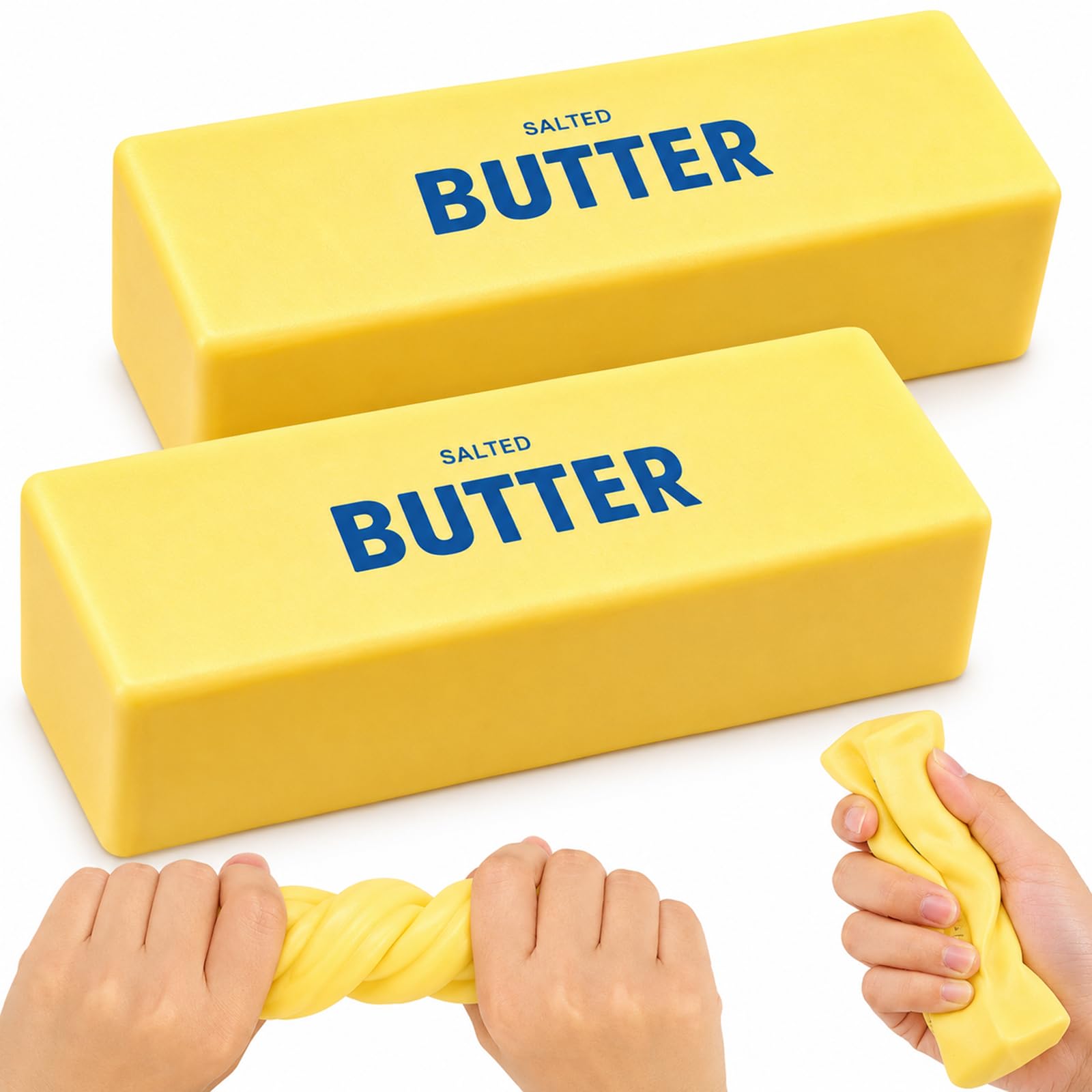 2PCS Butter Squishy, Cheese Squishy, Butter Stick Squishies Stress Balls, Slow Rising Squishy Fidget Toys for Adults Kids ADHD, Stress Relief Sensory Squeeze Toys, Home Office Desk Decor