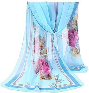 B/H Scialli per Laides,Crema Solare Sabbia Sciarpa Sciarpa Donna Sciarpa di Seta Lunga Chiffon Selvatico Sottile Sezione-B Cielo Blue_135-175CM,Scialle Sciarpa Invernale