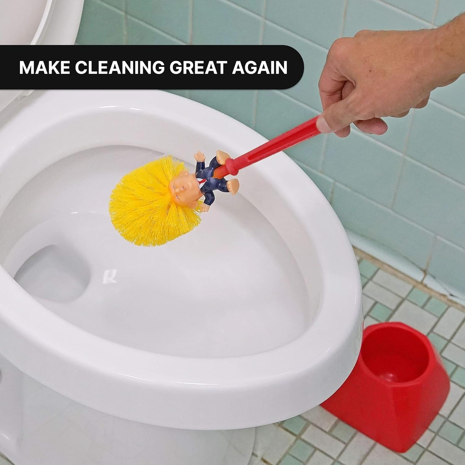 AVZYARDY Donald Trump Badkamer Schoonmaakborstel met houder, Trump Toilet Schoonmaakborstel, Nieuwigheid Geschenken, Toiletpot Borstel, Badkamer Schoonmaakgereedschap
