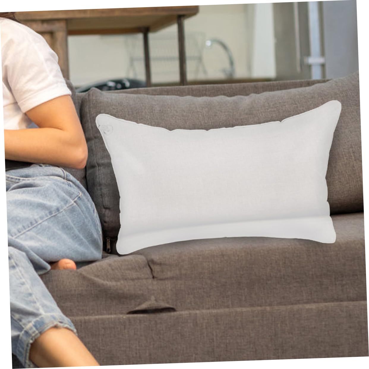 Mikikit Aufblasbares Kissenfüllkissen aus PVC Weiß für Sofa und Outdoor