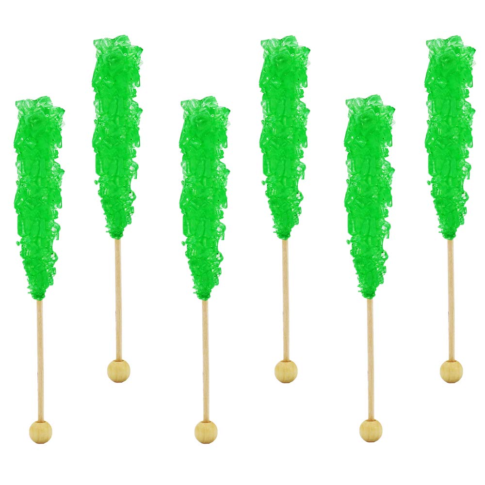 Rock Candy Lollipops Pops Candy Suckers, Color and Flavor Assortment, Individually Wrapped, 6.5" (Green Apple, 12-Pack)
