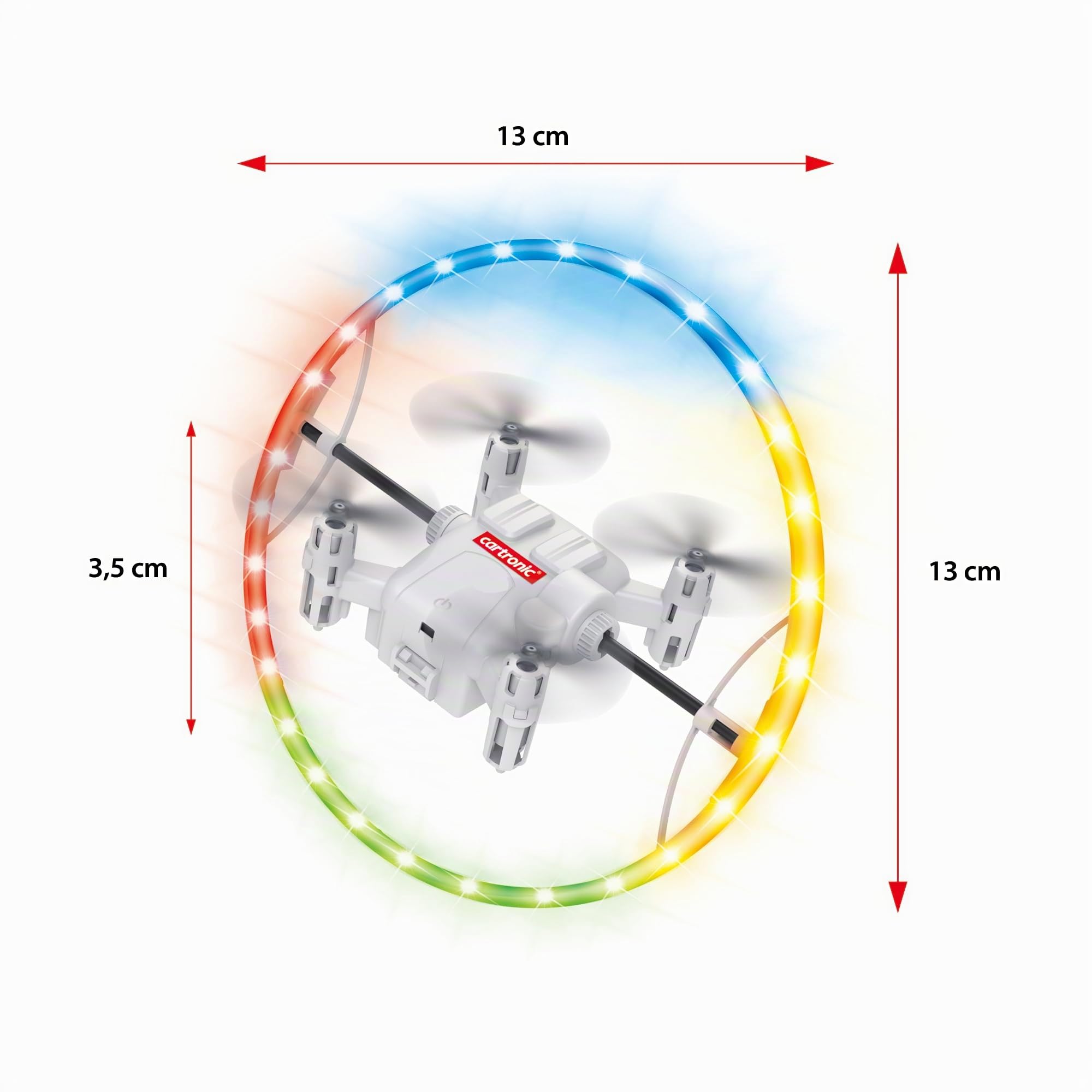 2.4 GHz Quadcopter QUASAR Lightshow, 13 x 13 x 3,3 cm I Ferngesteuerte Drohne mit rotierendem Lichtring I Drohne für Anfänger geeignet I Ab 14 Jahre